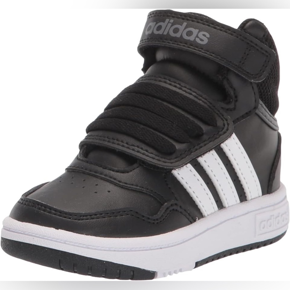 adidas Toddler Hoops 3.0 Mid Core Black/White/Grey size 10 kids